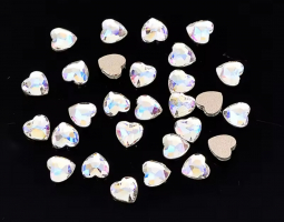 Crystal Moonlight AB Heart 6x7mm 10 Pieces Nail Art Rhinestones